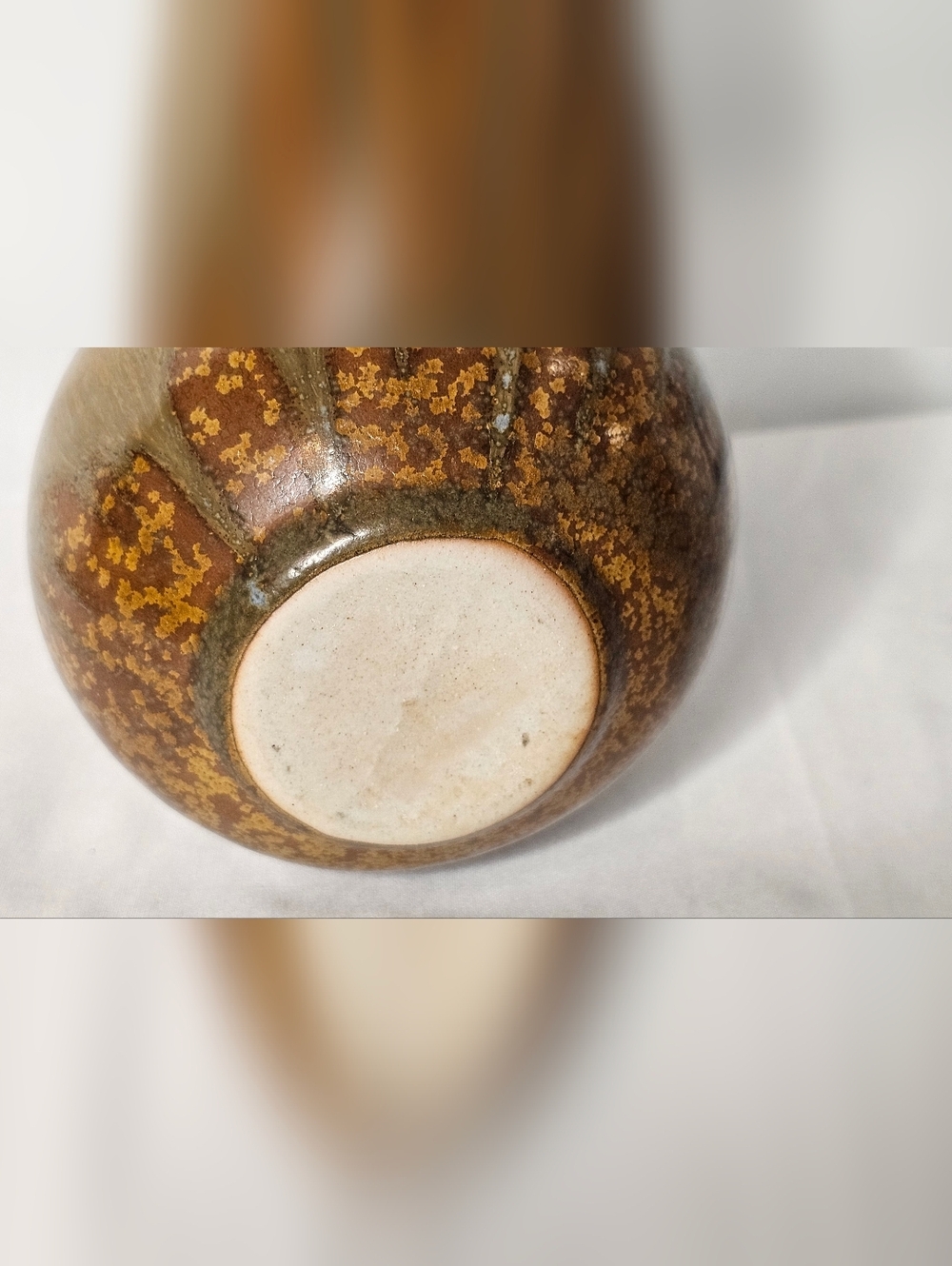 Studio Pottery Bud Vase Crystalline Drip Glaze Earth Tones MCM Round 4" - Picture 8 of 9